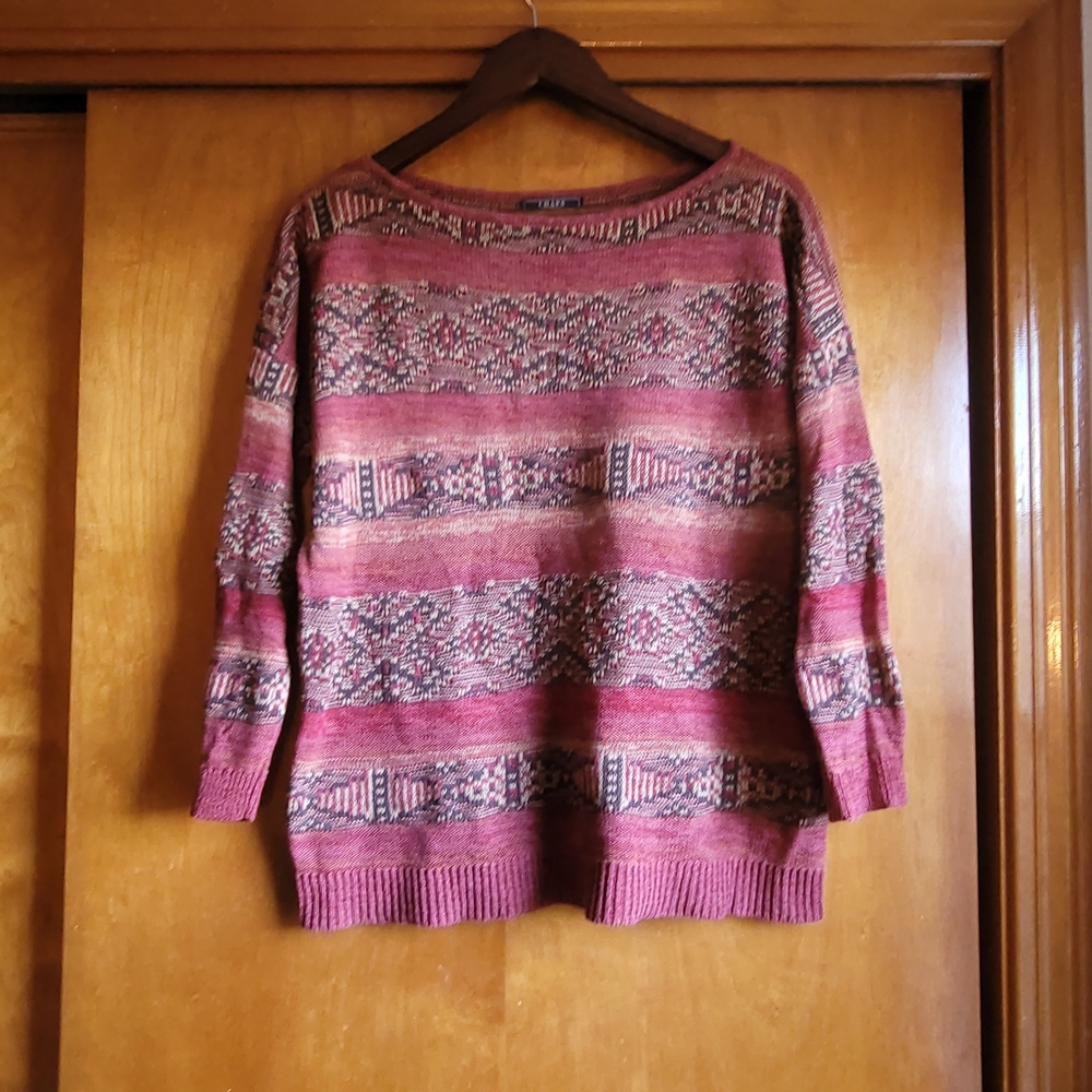 Chaps Women's Striped Sweater - Red and Brown